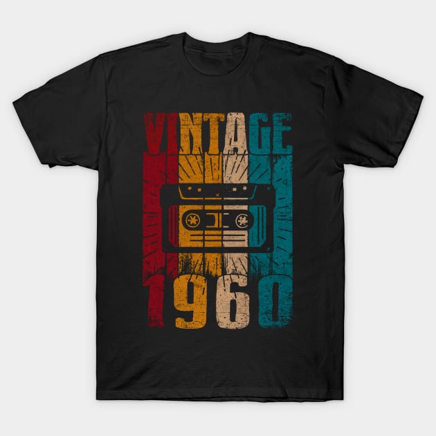 Vintage 1960 Retro 60th Birthday Cassette Tape 60 Year T-Shirt by SinBle